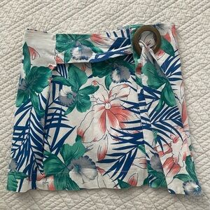 Valija Floral Tropical Wrap Skirt in Green, Blue & Coral
